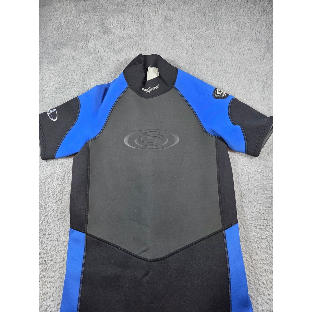 SeaQuest 2mm Shorty Wetsuit‎ Mens Blue Black Neoprene Short Sleeve Surf Dive